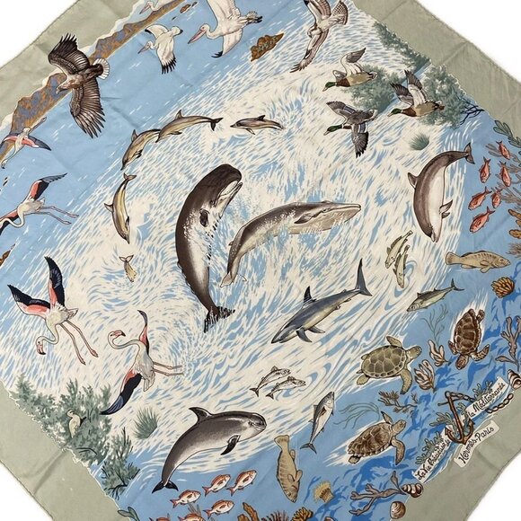 HERMES Carre 90 - Light Blue Multi Scarf 250-072225 - Picture 1 of 5